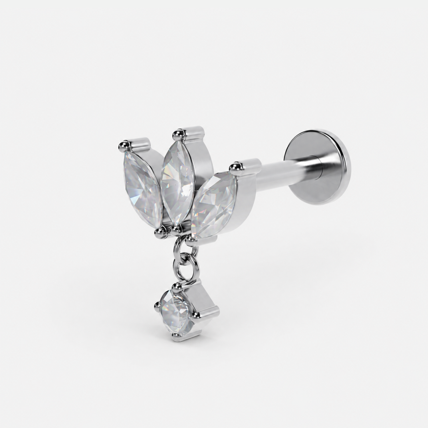 Clear Crystal Charm Triple Marquise