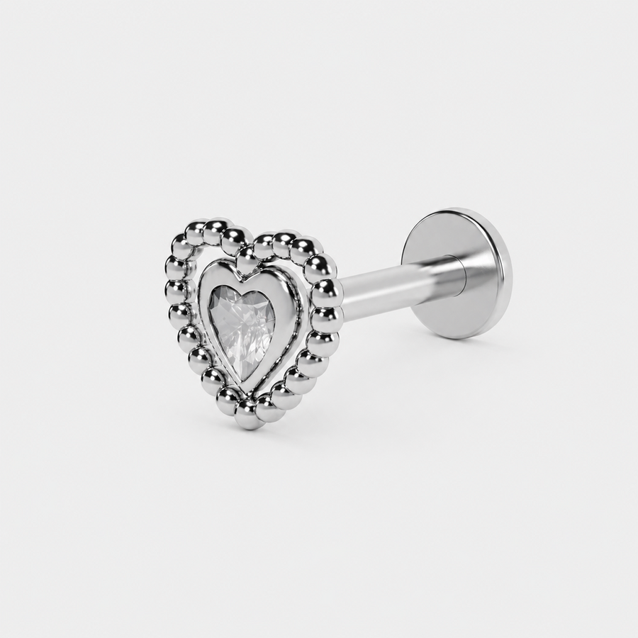 Heart Reef titanium flatback earring in silver