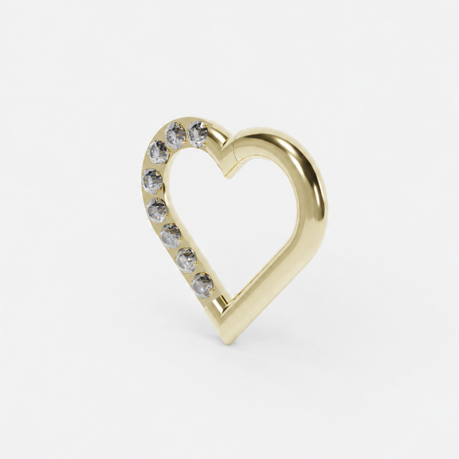 Heart Shaped titanium clicker hoop in gold