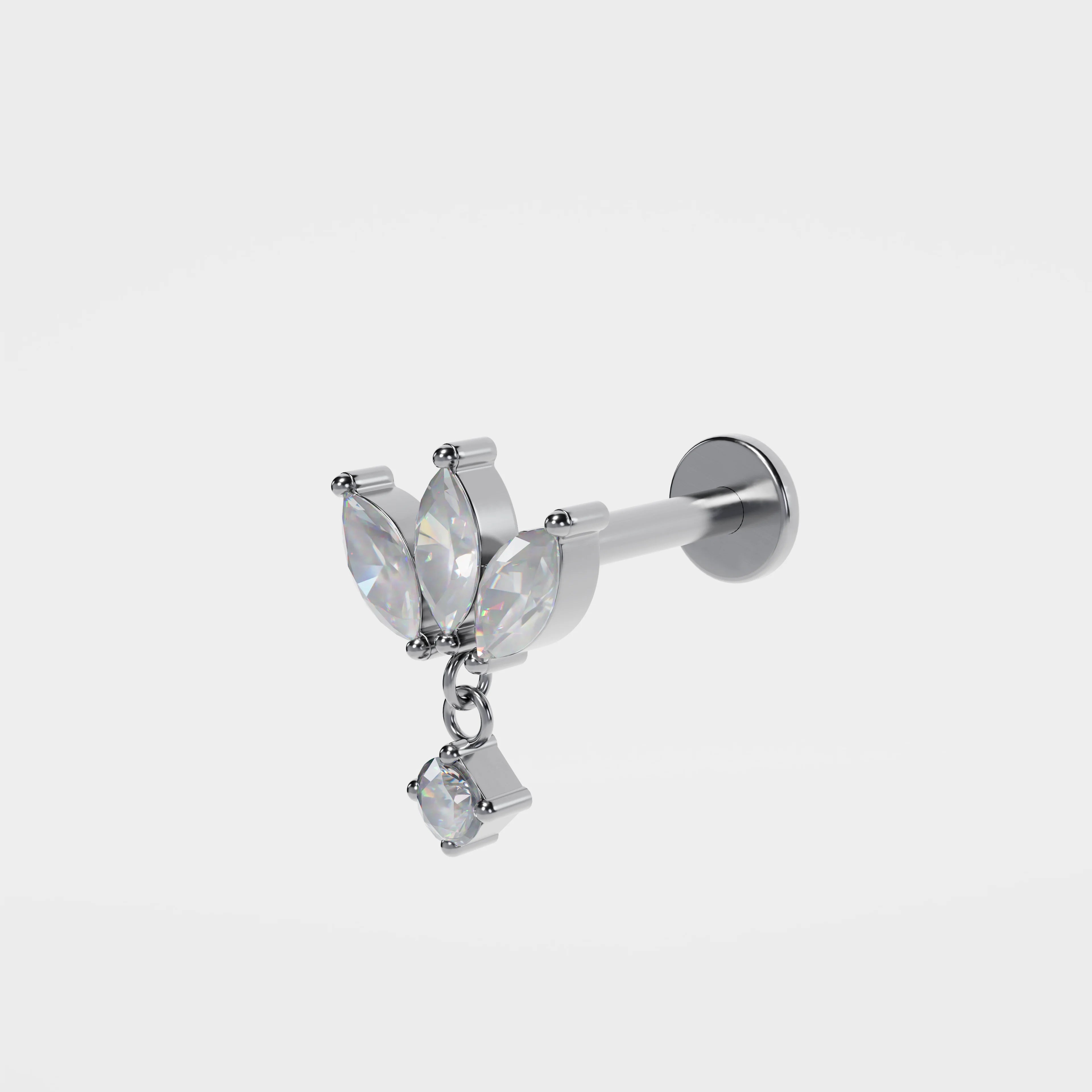 Clear Crystal Charm Triple Marquise