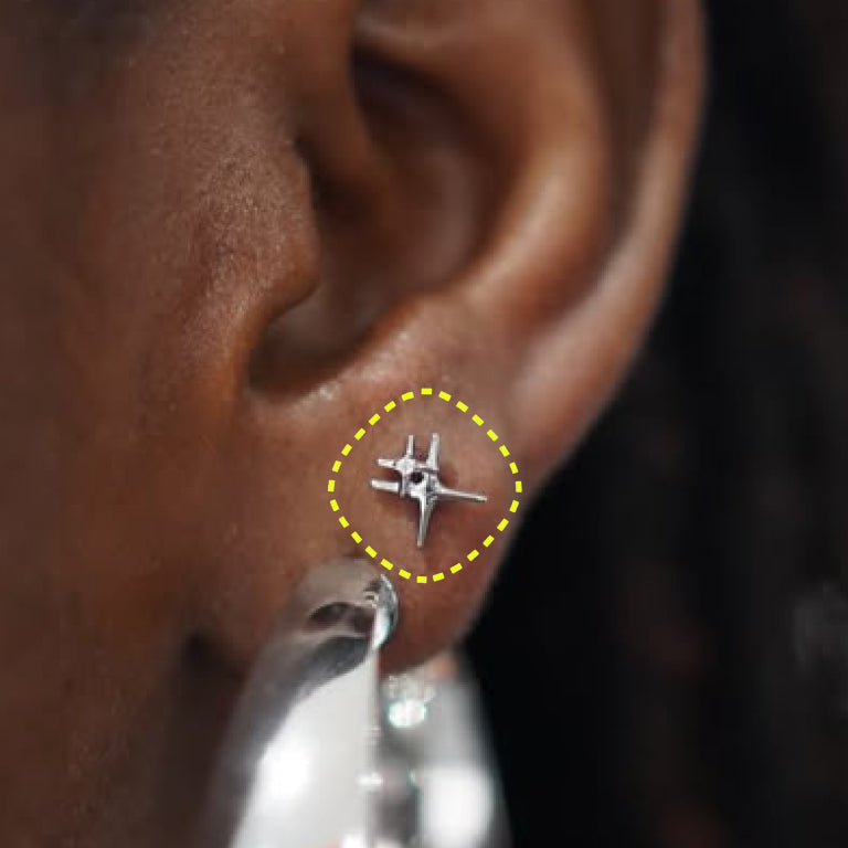 Nova Star flatback earring worn on the ear