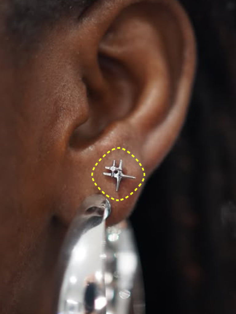 Nova Star flatback earring worn on the ear